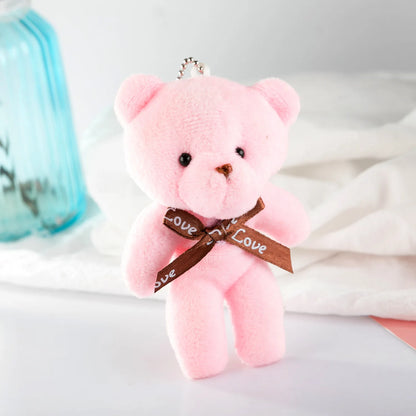 10Pcs/Lot Cute Mini teddy bear Plush toy doll pendant Soft Stuffed teddy Bear Keychain Birthday Xmas gifts Wedding decorations