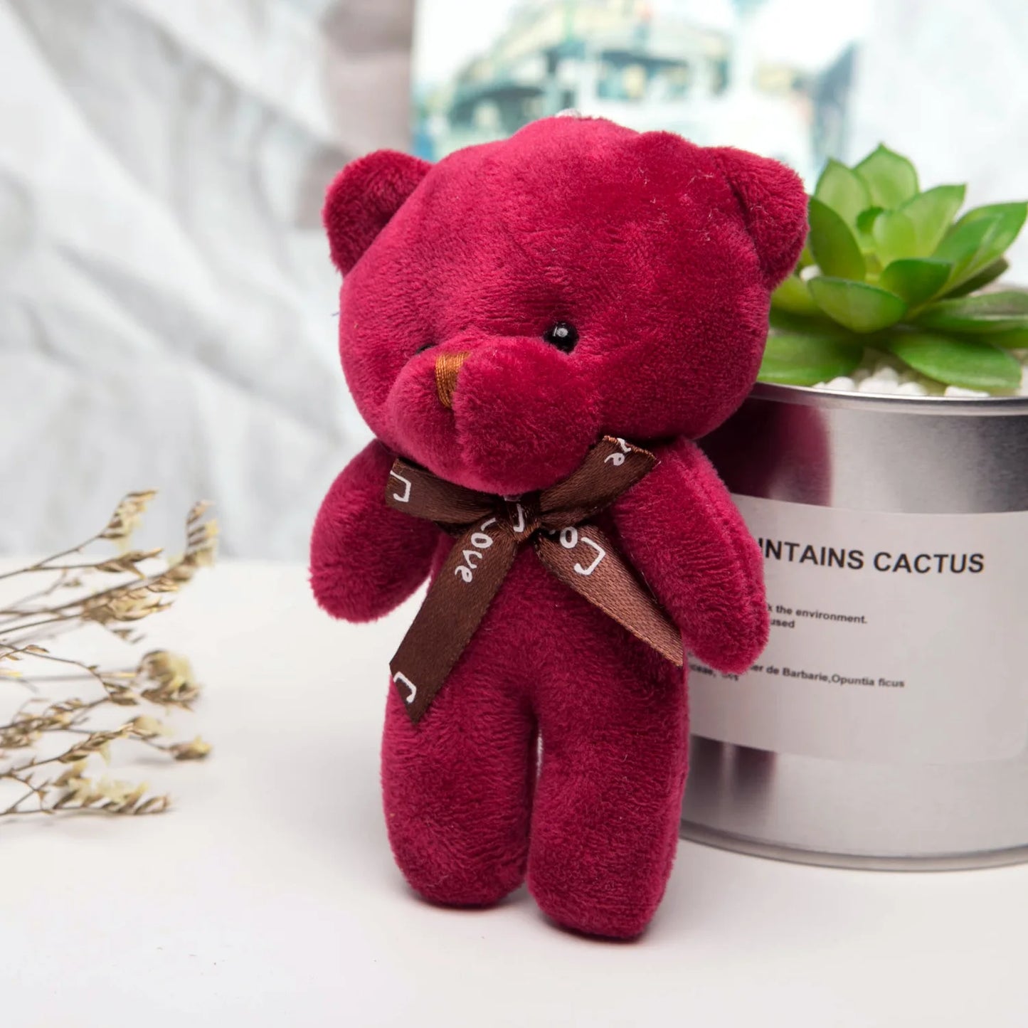 10Pcs/Lot Cute Mini teddy bear Plush toy doll pendant Soft Stuffed teddy Bear Keychain Birthday Xmas gifts Wedding decorations