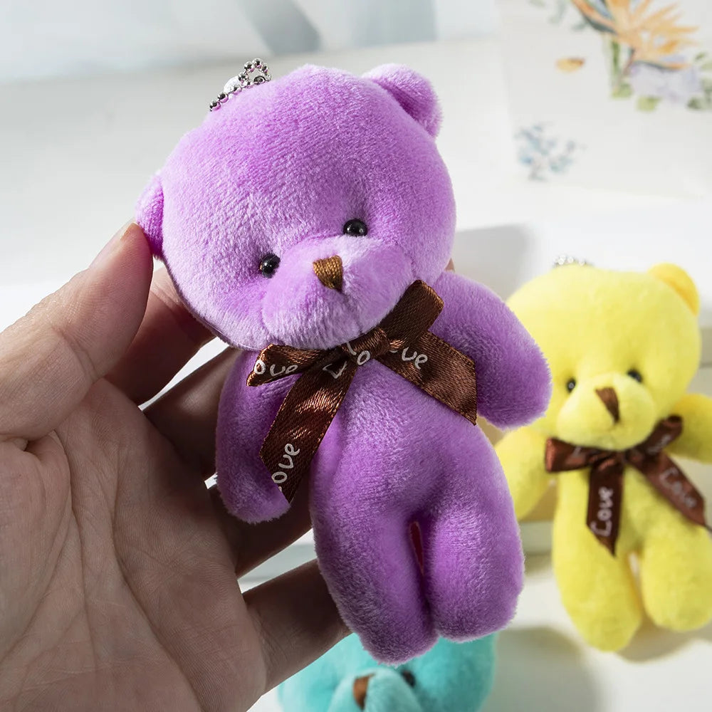 10Pcs/Lot Cute Mini teddy bear Plush toy doll pendant Soft Stuffed teddy Bear Keychain Birthday Xmas gifts Wedding decorations