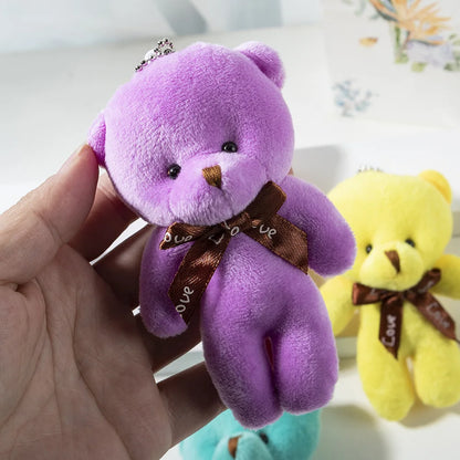 10Pcs/Lot Cute Mini teddy bear Plush toy doll pendant Soft Stuffed teddy Bear Keychain Birthday Xmas gifts Wedding decorations