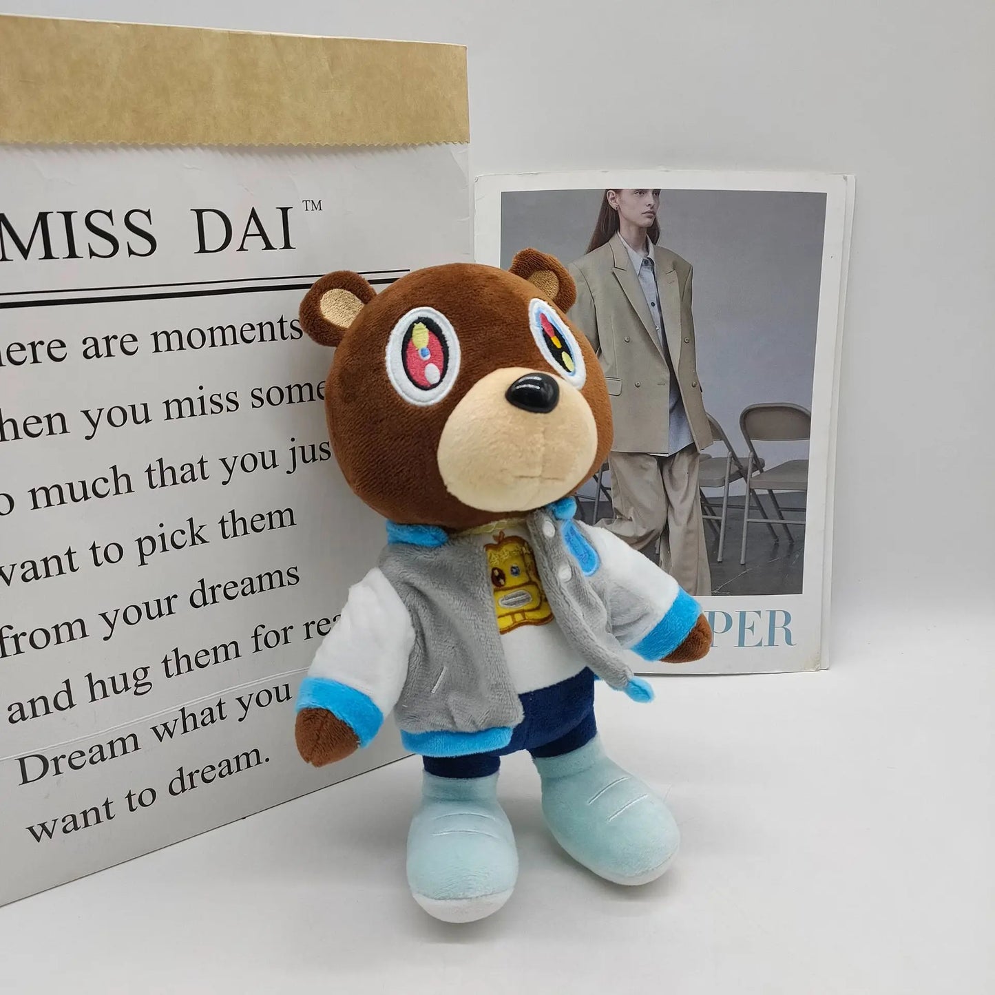 26cm Kawaii Kanye Dropout Bear Teddy Bear Plush Toys Kanye West Graduation Soft Stuffed Home Room Decor Birthday Gift