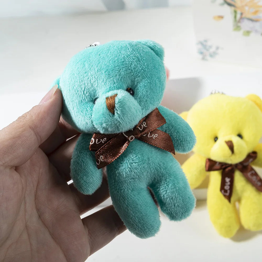 10Pcs/Lot Cute Mini teddy bear Plush toy doll pendant Soft Stuffed teddy Bear Keychain Birthday Xmas gifts Wedding decorations