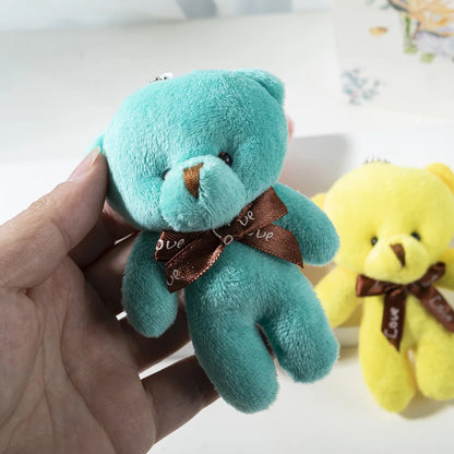 10Pcs/Lot Cute Mini teddy bear Plush toy doll pendant Soft Stuffed teddy Bear Keychain Birthday Xmas gifts Wedding decorations