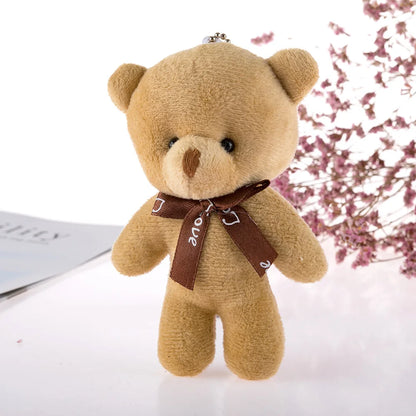 10Pcs/Lot Cute Mini teddy bear Plush toy doll pendant Soft Stuffed teddy Bear Keychain Birthday Xmas gifts Wedding decorations