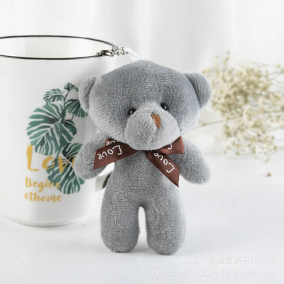 10Pcs/Lot Cute Mini teddy bear Plush toy doll pendant Soft Stuffed teddy Bear Keychain Birthday Xmas gifts Wedding decorations