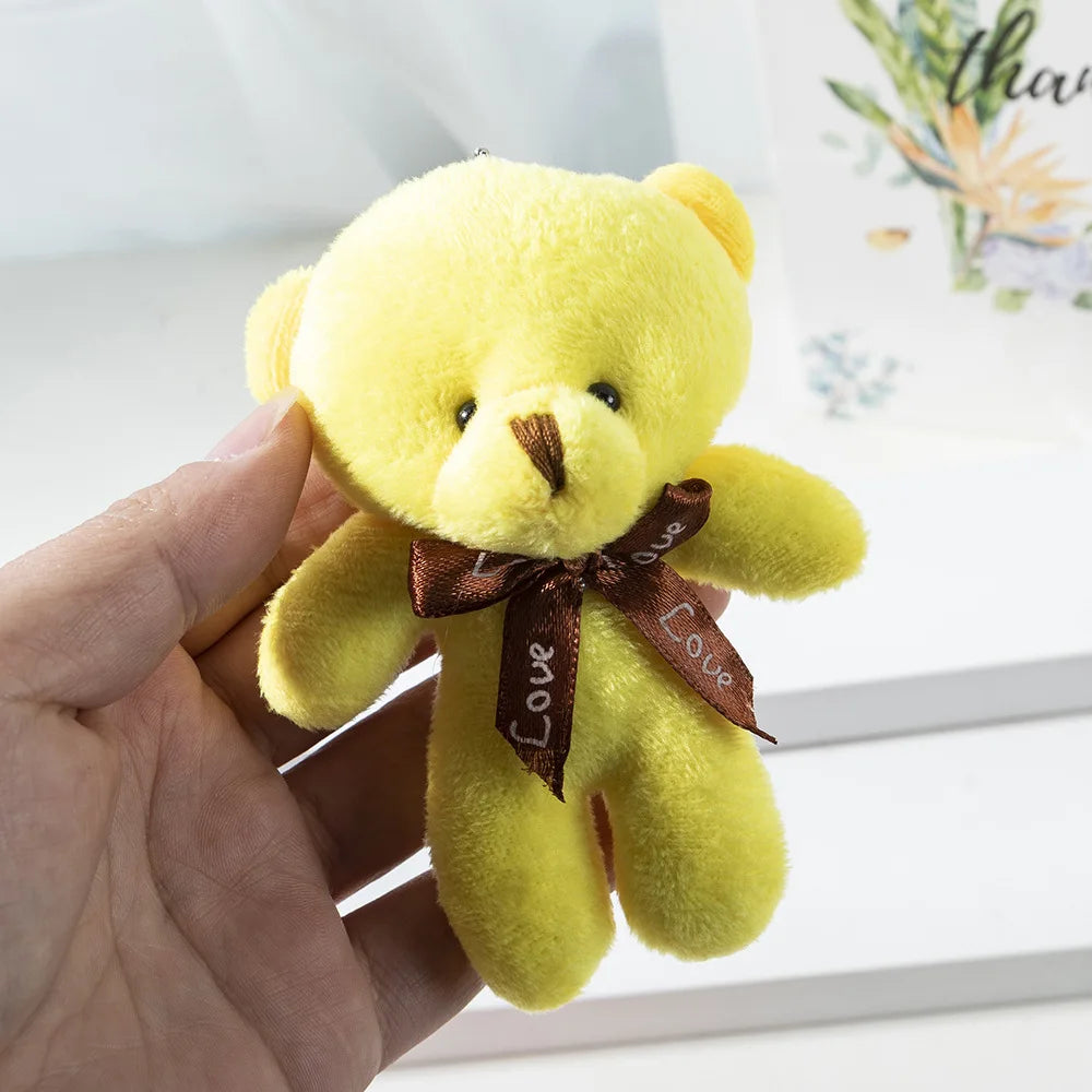 10Pcs/Lot Cute Mini teddy bear Plush toy doll pendant Soft Stuffed teddy Bear Keychain Birthday Xmas gifts Wedding decorations