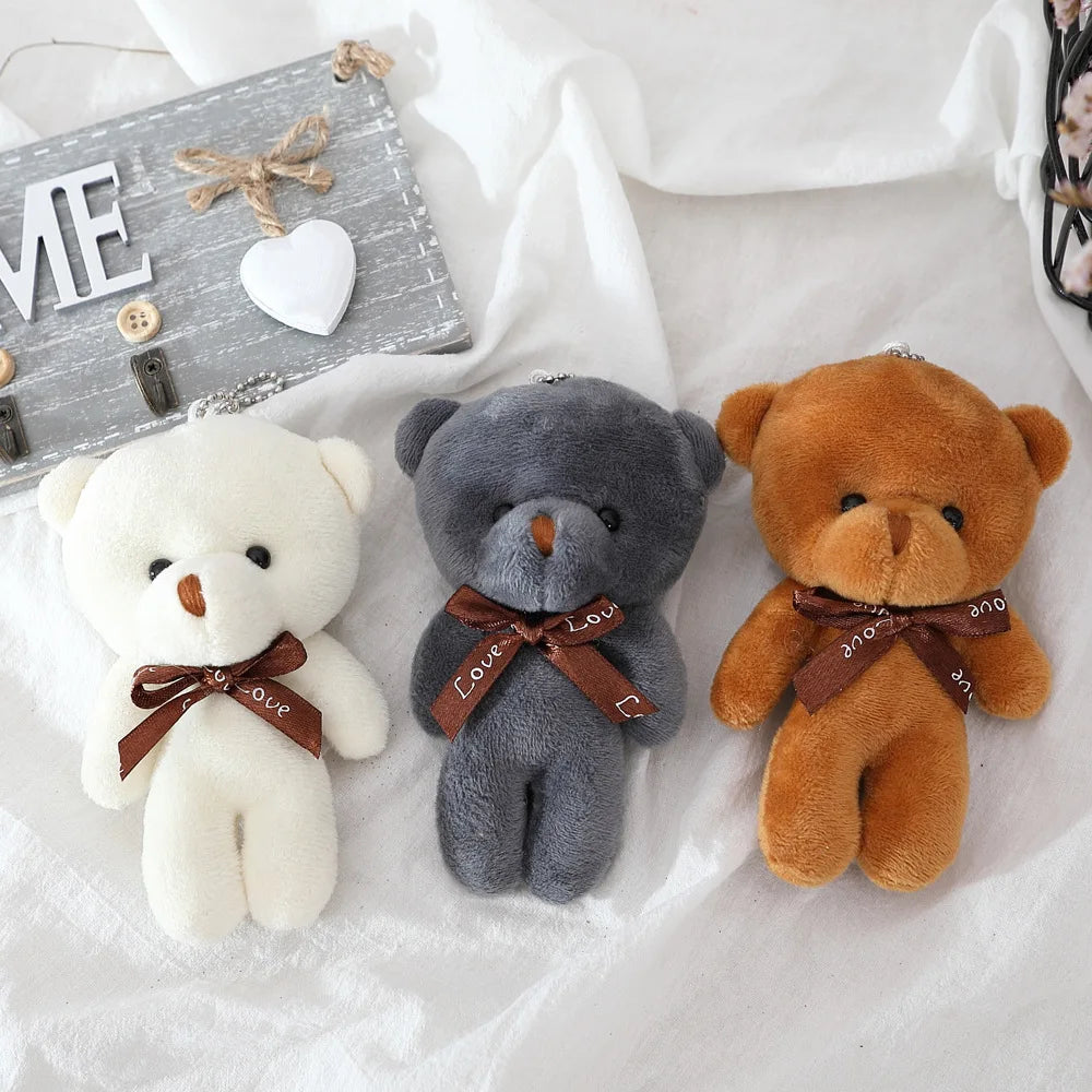 10Pcs/Lot Cute Mini teddy bear Plush toy doll pendant Soft Stuffed teddy Bear Keychain Birthday Xmas gifts Wedding decorations