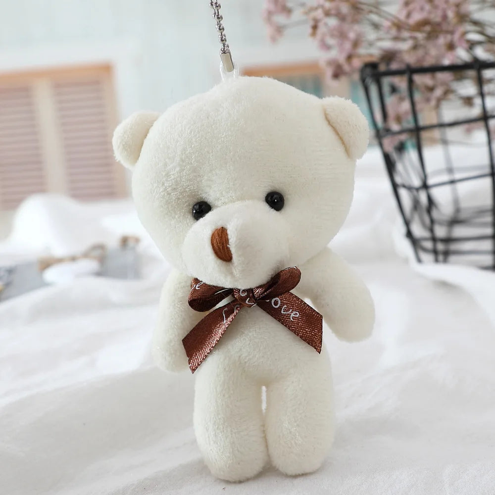 10Pcs/Lot Cute Mini teddy bear Plush toy doll pendant Soft Stuffed teddy Bear Keychain Birthday Xmas gifts Wedding decorations