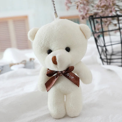10Pcs/Lot Cute Mini teddy bear Plush toy doll pendant Soft Stuffed teddy Bear Keychain Birthday Xmas gifts Wedding decorations